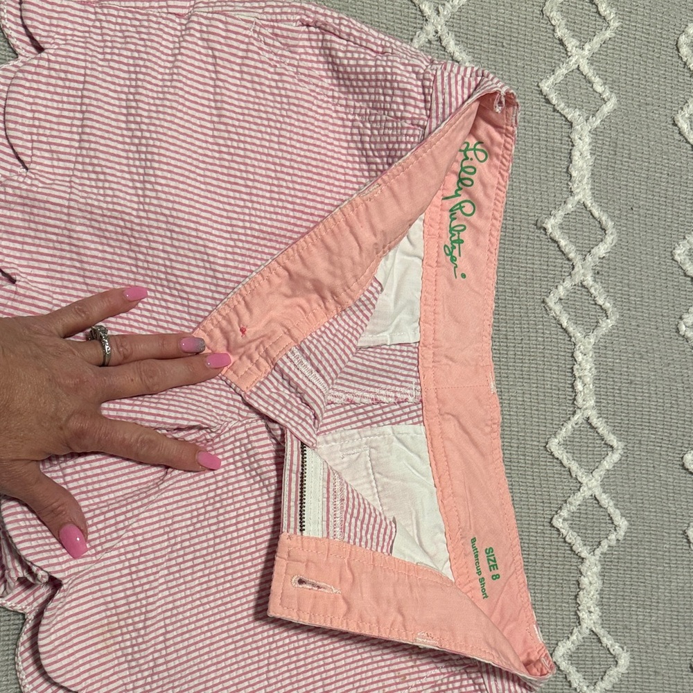 Lilly Pulitzer Pink and White Scalloped Short